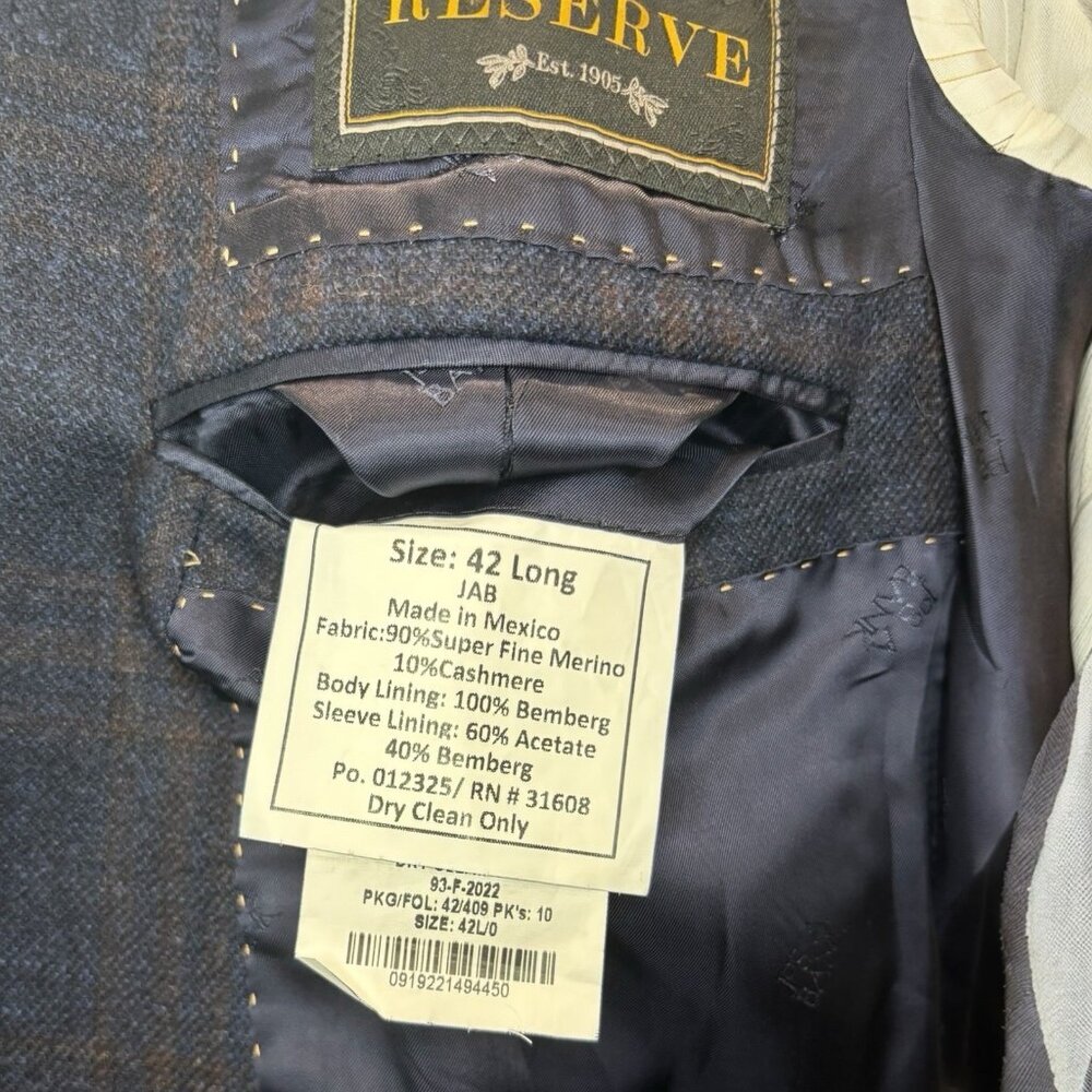 Jos. A.‎ Bank Reserve E. Thomas Blazer 42L Merino Wool Cashmere - Picture 6 of 7